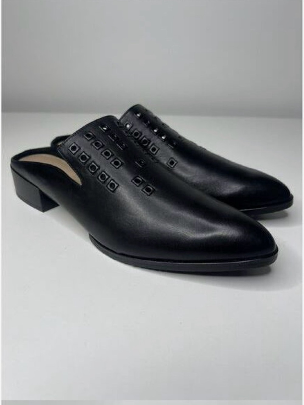 Donald J. Pliner Black Leather Slip-On Mules